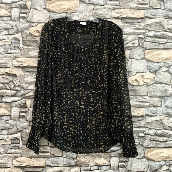 #51 Converse One Star Vintage Black Sheer Chiffon Blouse Shirt Top Vintage Large - Picture 3 of 5